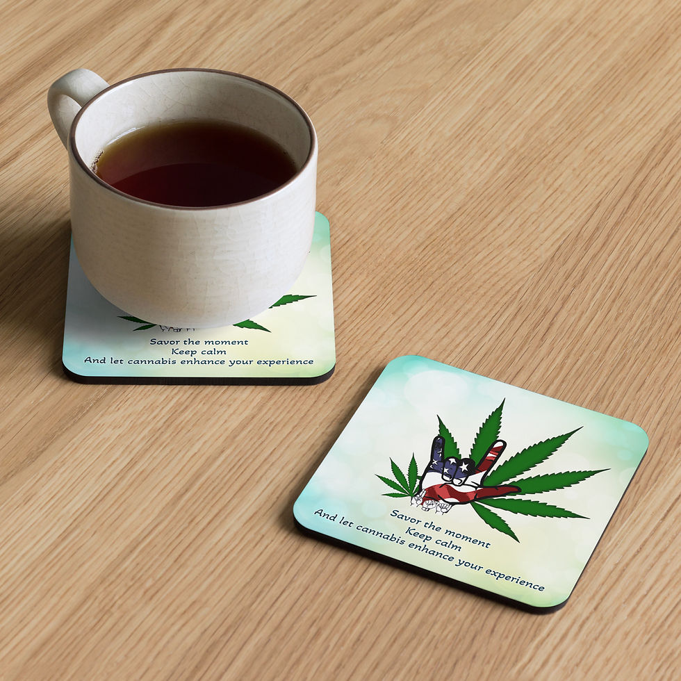 ASL 'ILY' USA - Cannabis: Cork-Back coaster