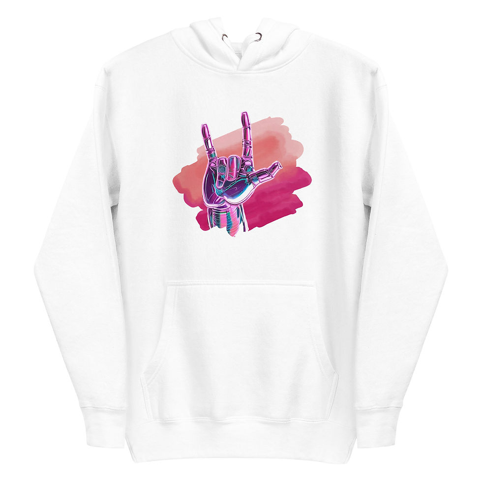 Thumbnail: ASL ILY - pink background: Unisex Hoodie