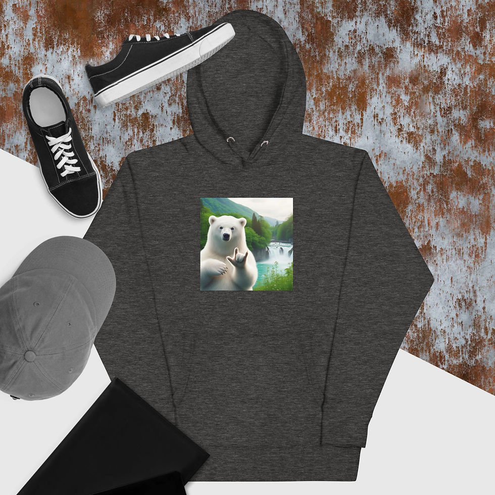 Thumbnail: Polar bear's ASL "ILY" - hoodie