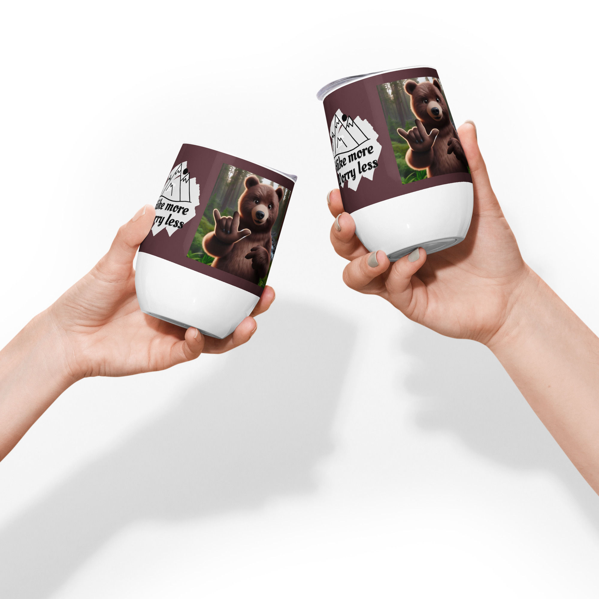 Brown bear's ASL "ILY" - Wine Tumble