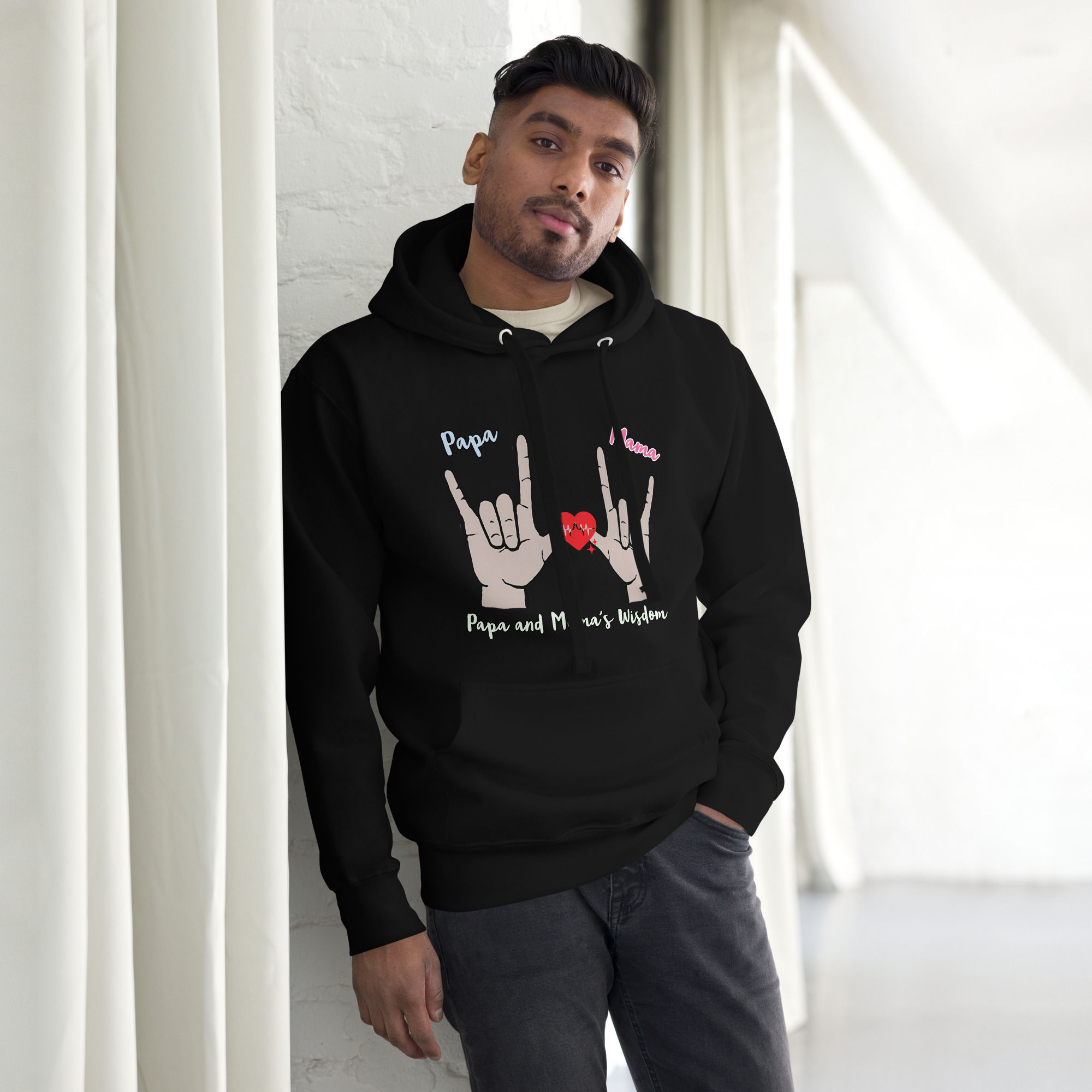 ASL ILY Papa and mama: Unisex Hoodie