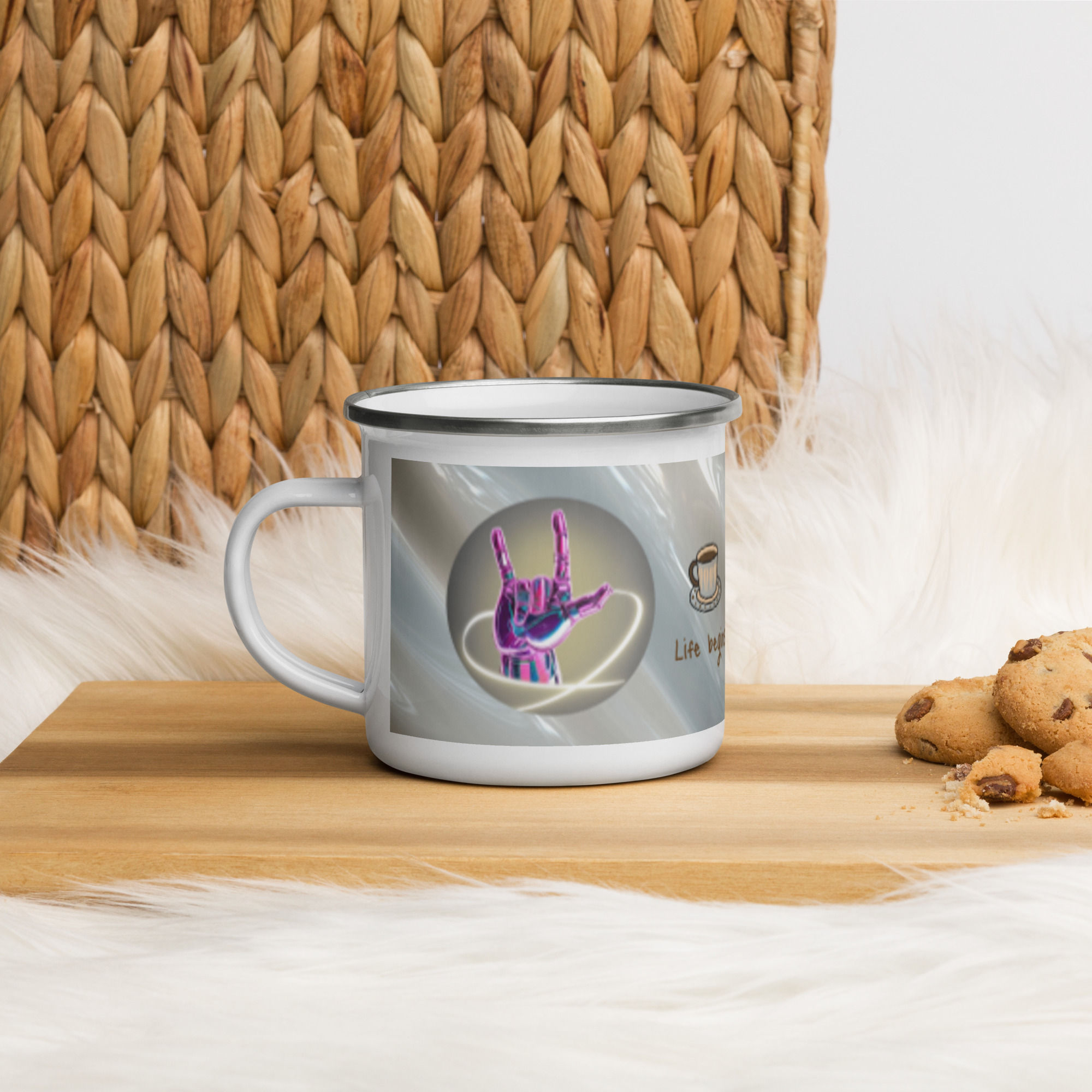 ASL ILY - light glow: Enamel Mug