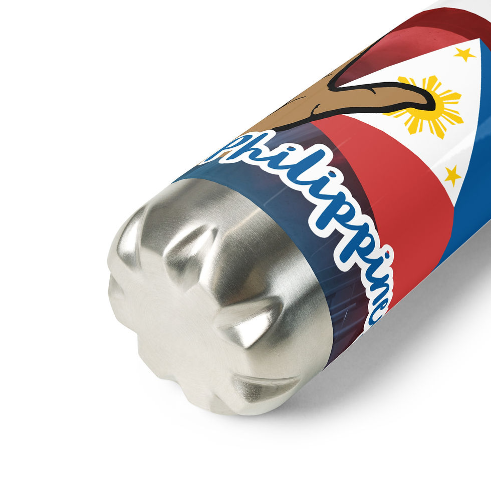 Thumbnail: ASL 'ILY' with Philippines flag: Stainless Steel Water Bottle
