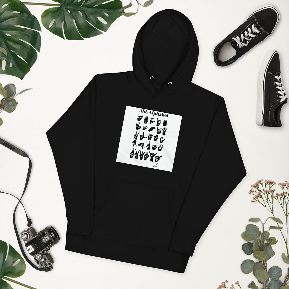 ASL Alphabet - Black: Unisex Hoodie