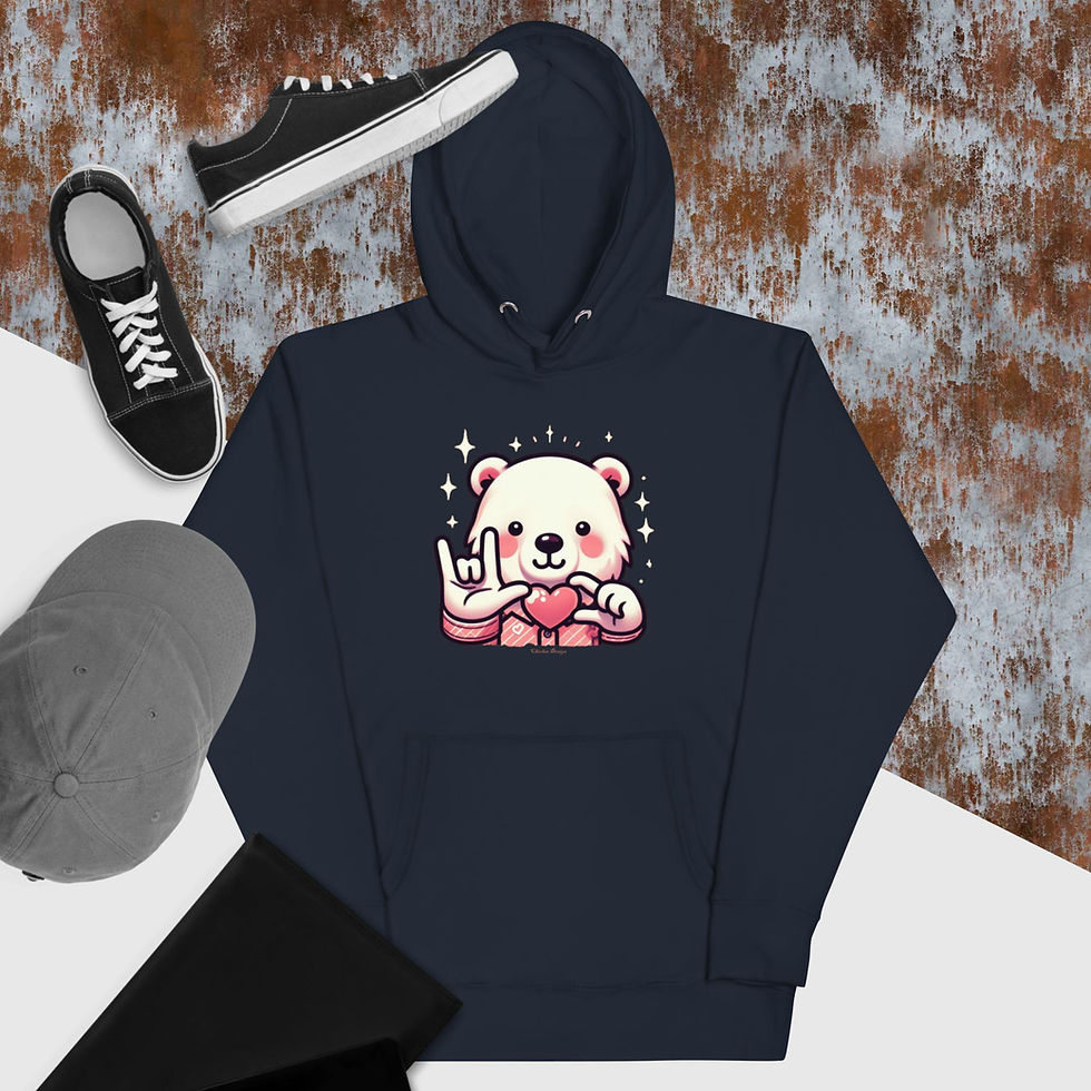 Thumbnail: White bear's ASL "ILY" - hoodie
