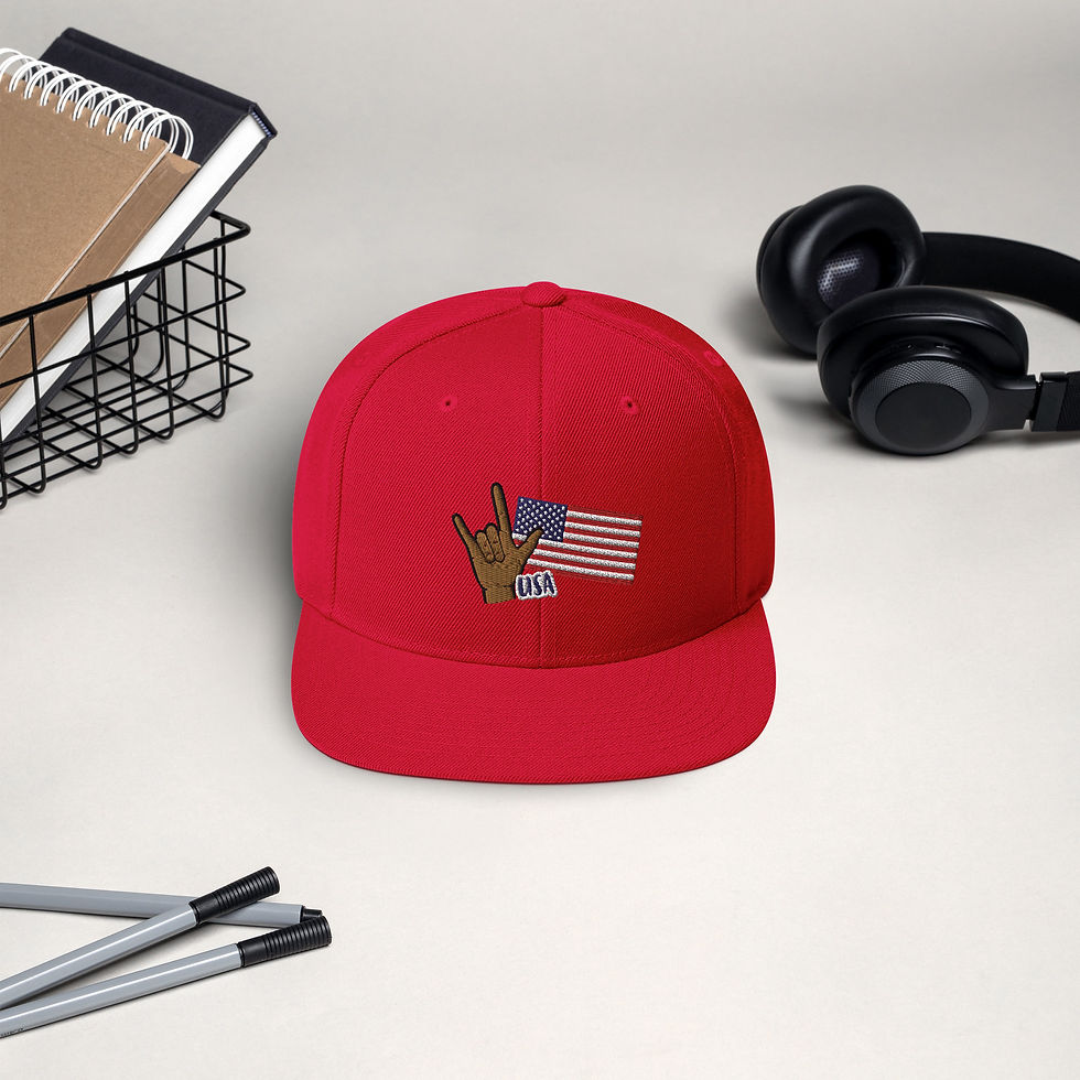 Thumbnail: ASL ILY with USA flag: Snapback Hat