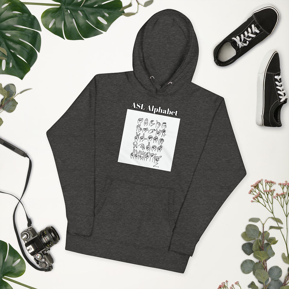 Thumbnail: ASL Alphabet - Black/white: Unisex Hoodie