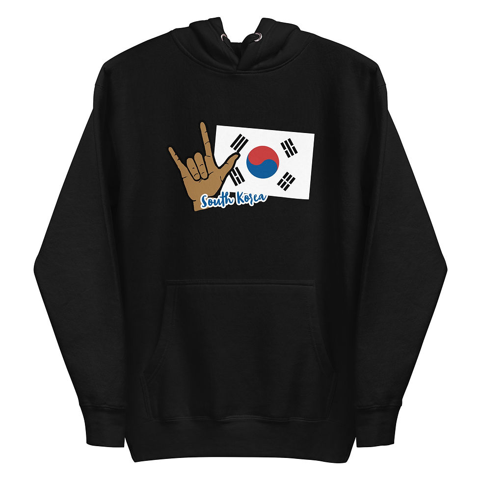 ASL 'ILY' with South Korea flag: Unisex Hoodie