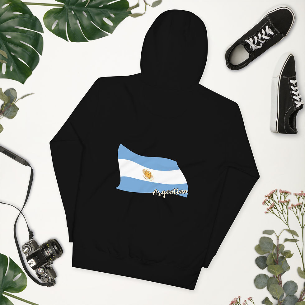 Thumbnail: ASL 'ILY' with Argentina Flag: Unisex Hoodie