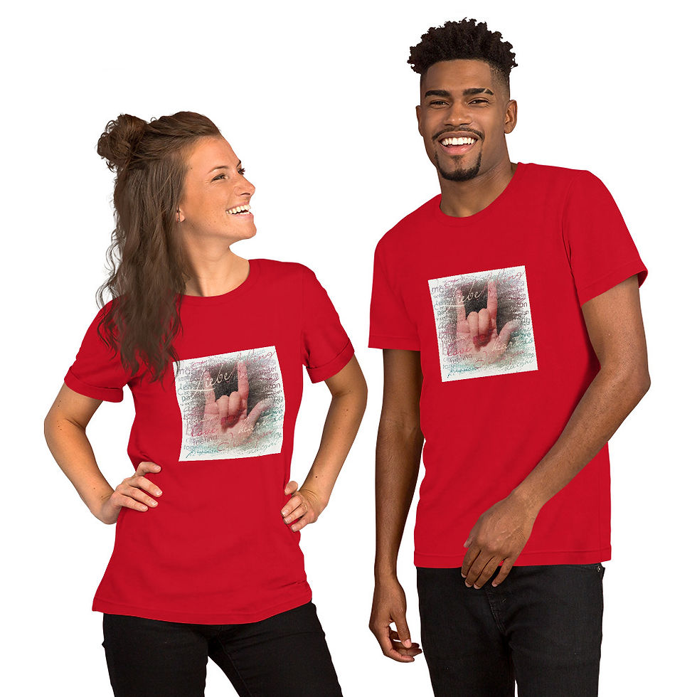 Thumbnail: ASL ILY - lots of word: T-shirt