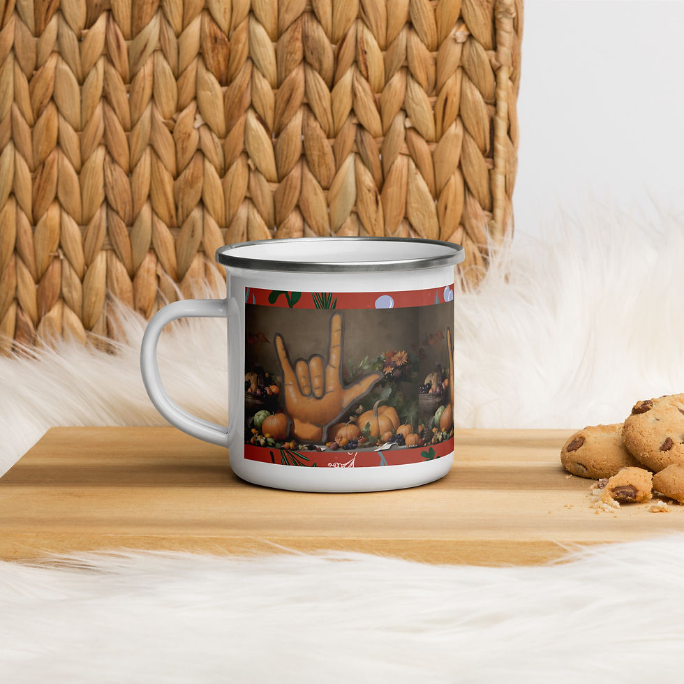Thumbnail: ASL 'ILY' - Happy Thanksgiving Day : Enamel Mug