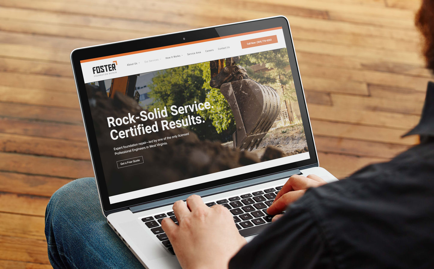 Foster Foundation Repair website on computer screen mockup