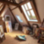Art in the Attic with an old attic full of old artworks.jpg