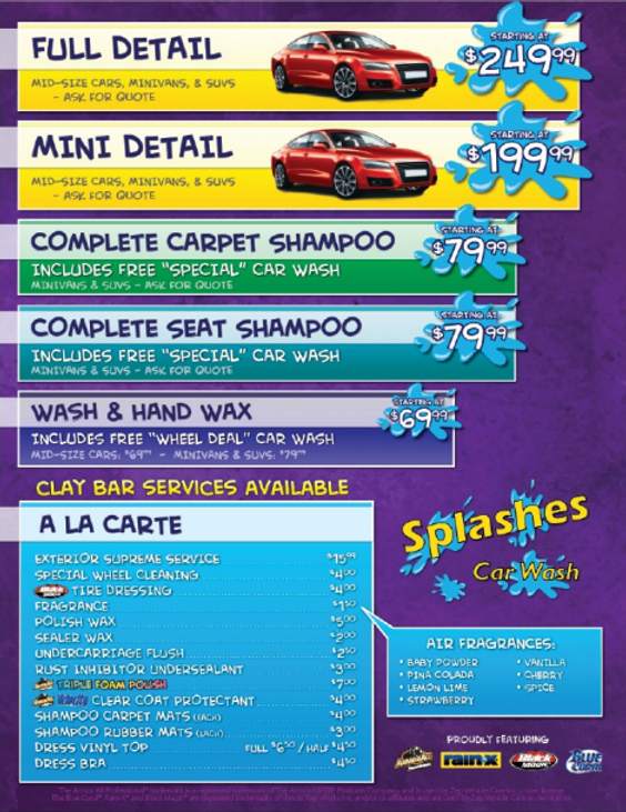 Splashes Car Wash Services Car Wash & Auto Detailing