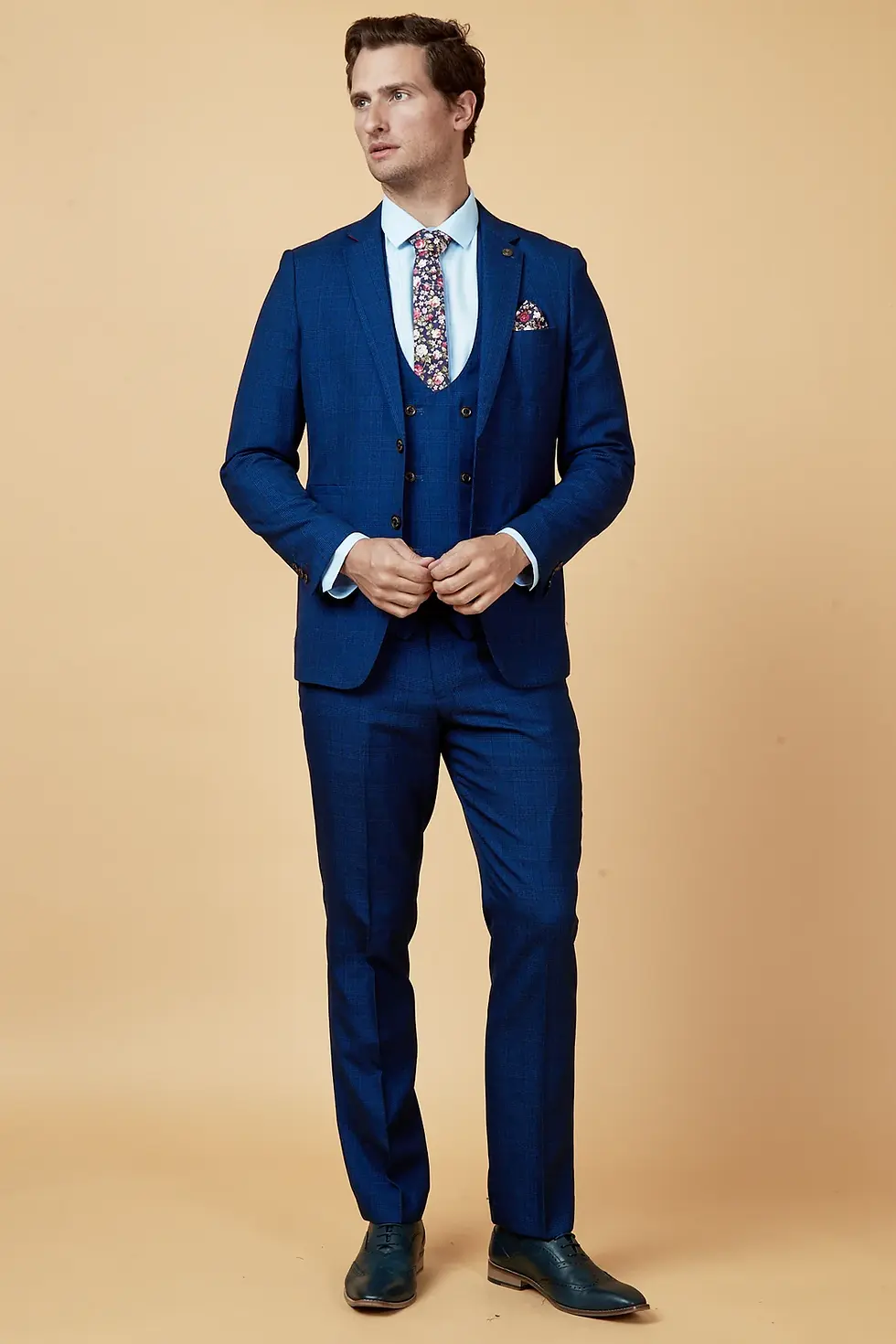 Thumbnail: MARC DARCY Royal Blue Check 3 Pc Suit