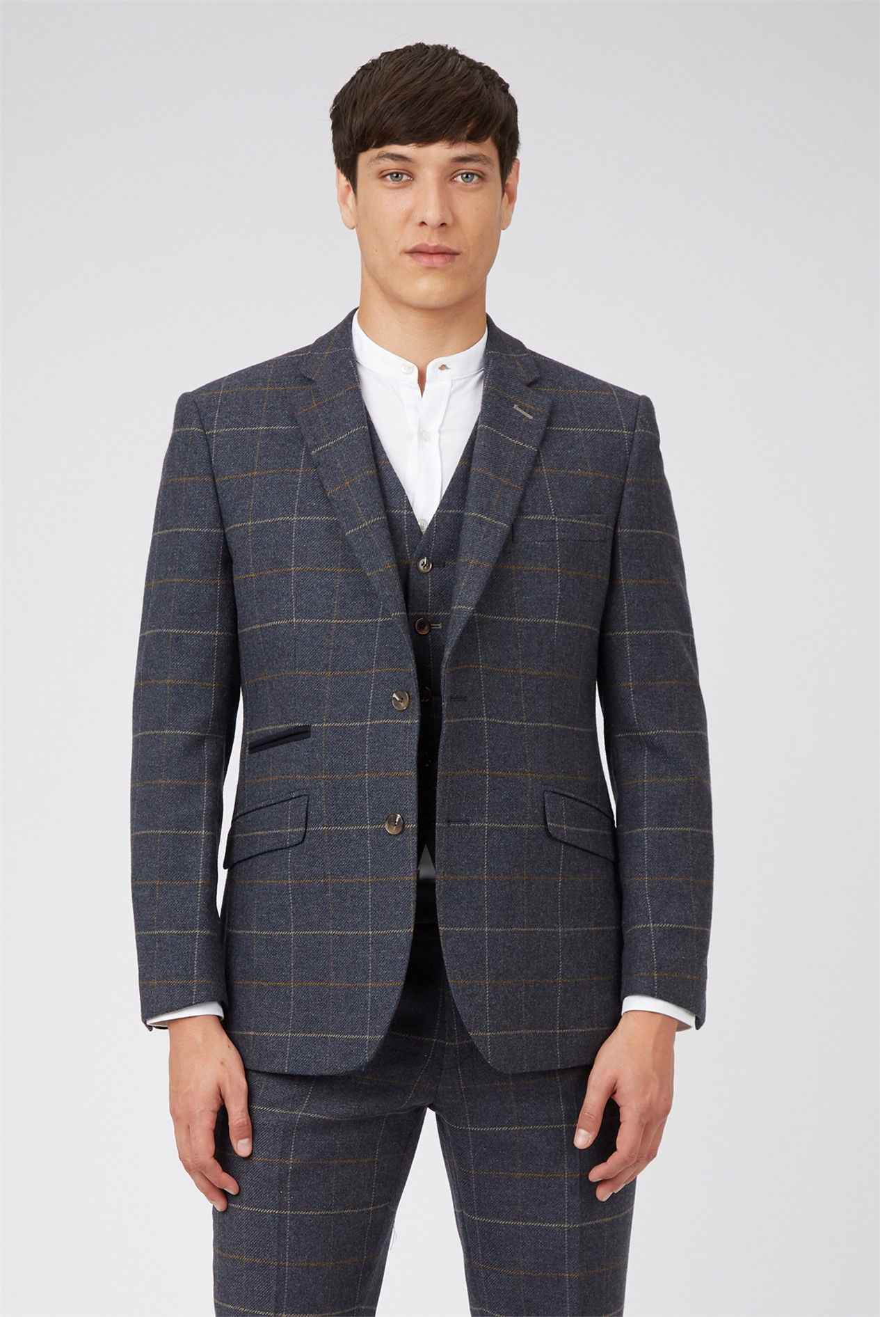 Slate Check Tweed 3 Pc Suit