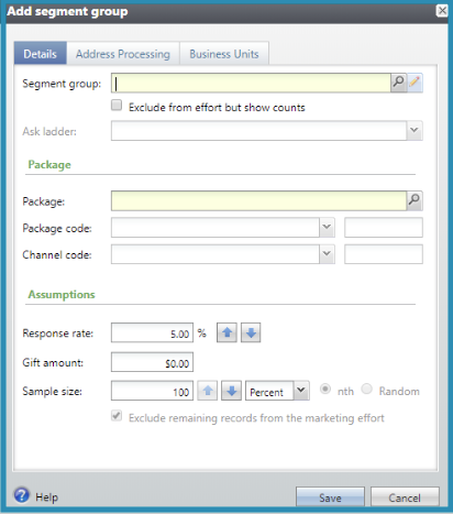 Blackbaud CRM Marketing Effort Segment Group