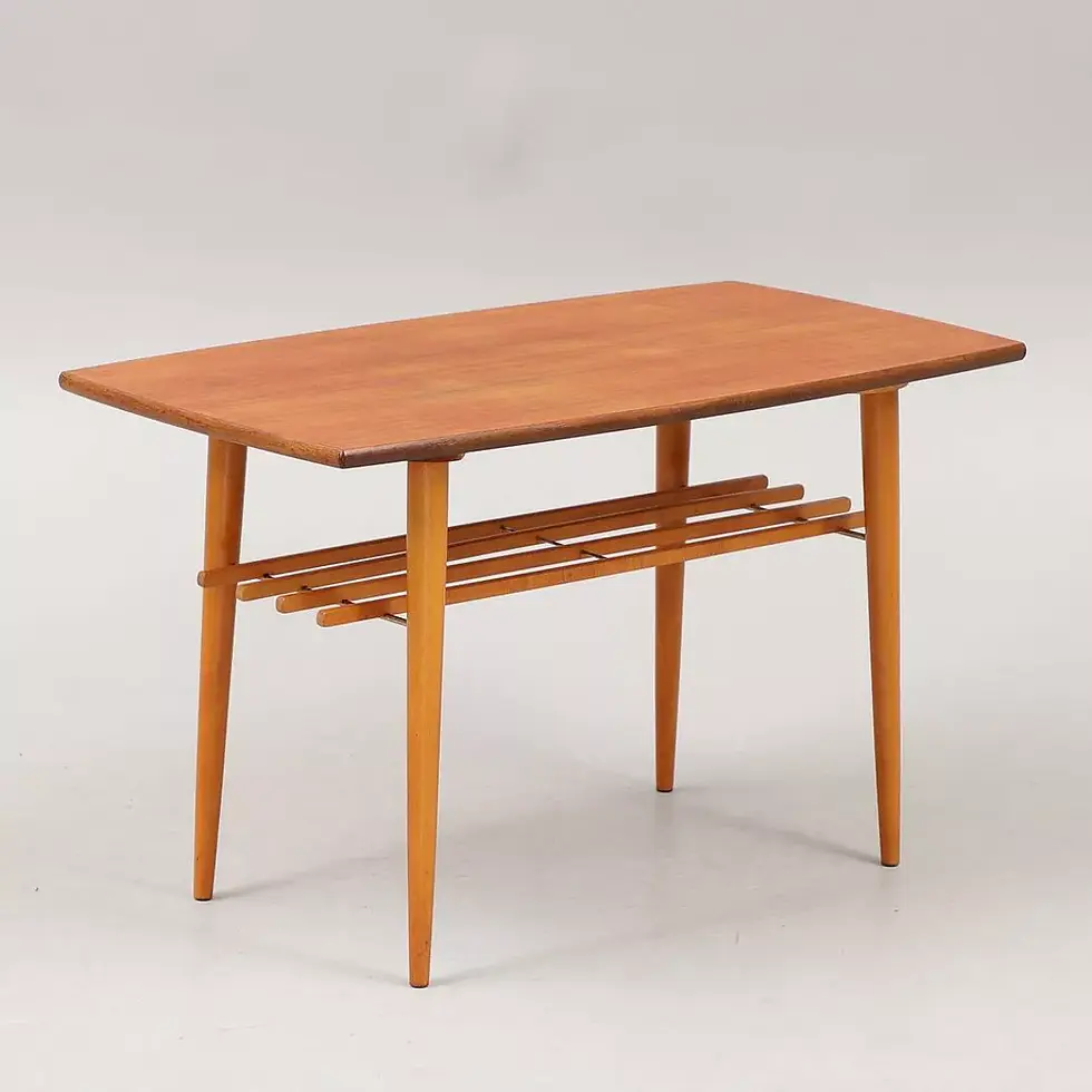 Miniature : table basse scandinave vintage teck double plateau danemark annees 60 vue de face