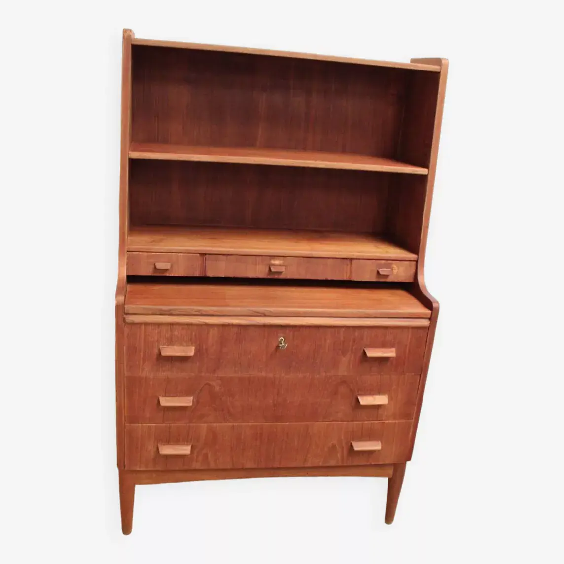 Bibliothéque multi fonction vintage teck et pieds chêne 1960 Danemark