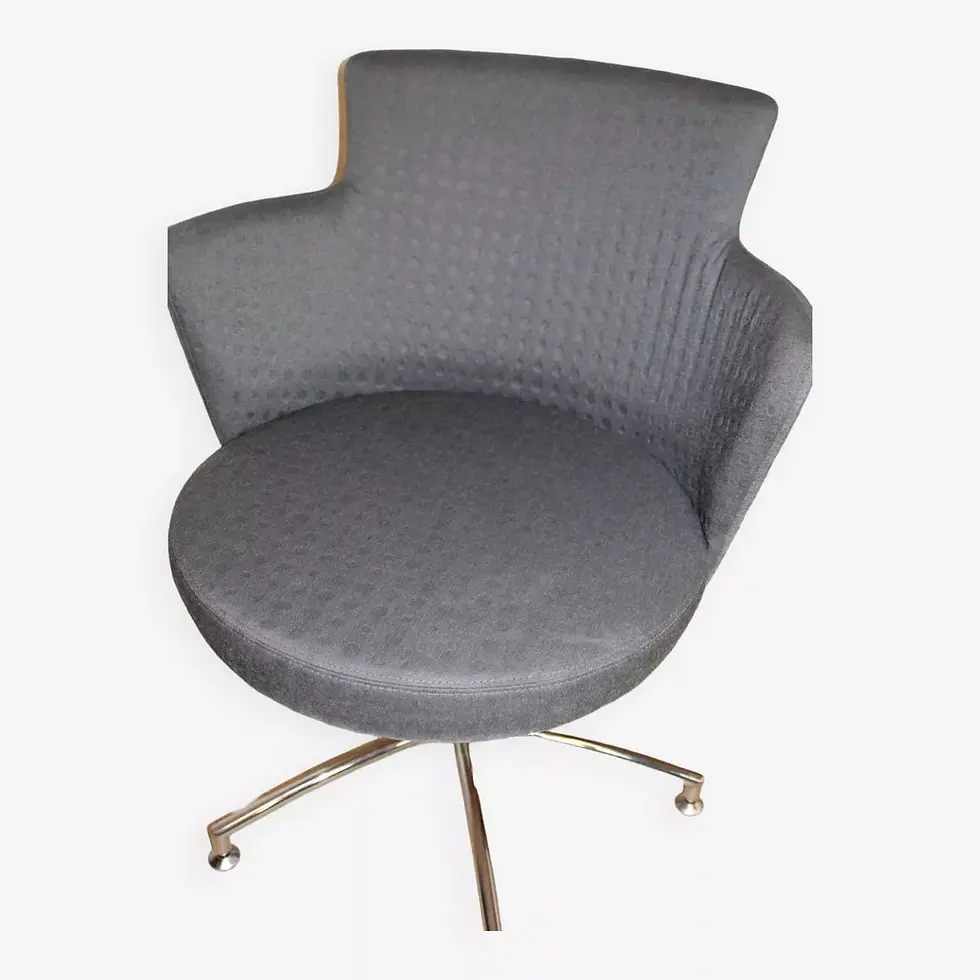 Miniature : Fauteuil vintage pivotant en tissu gris de axelson pour garnas 2014 suède