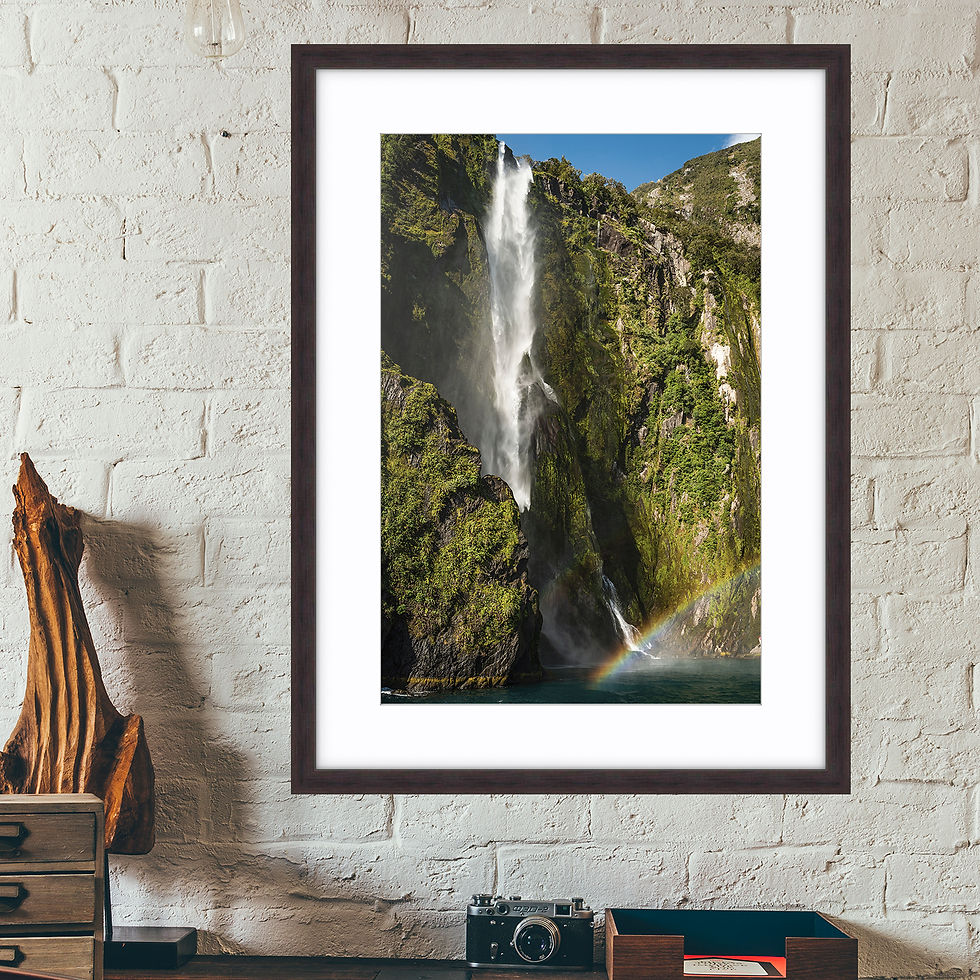 Thumbnail: Milford Sound Waterfalls and Rainbow