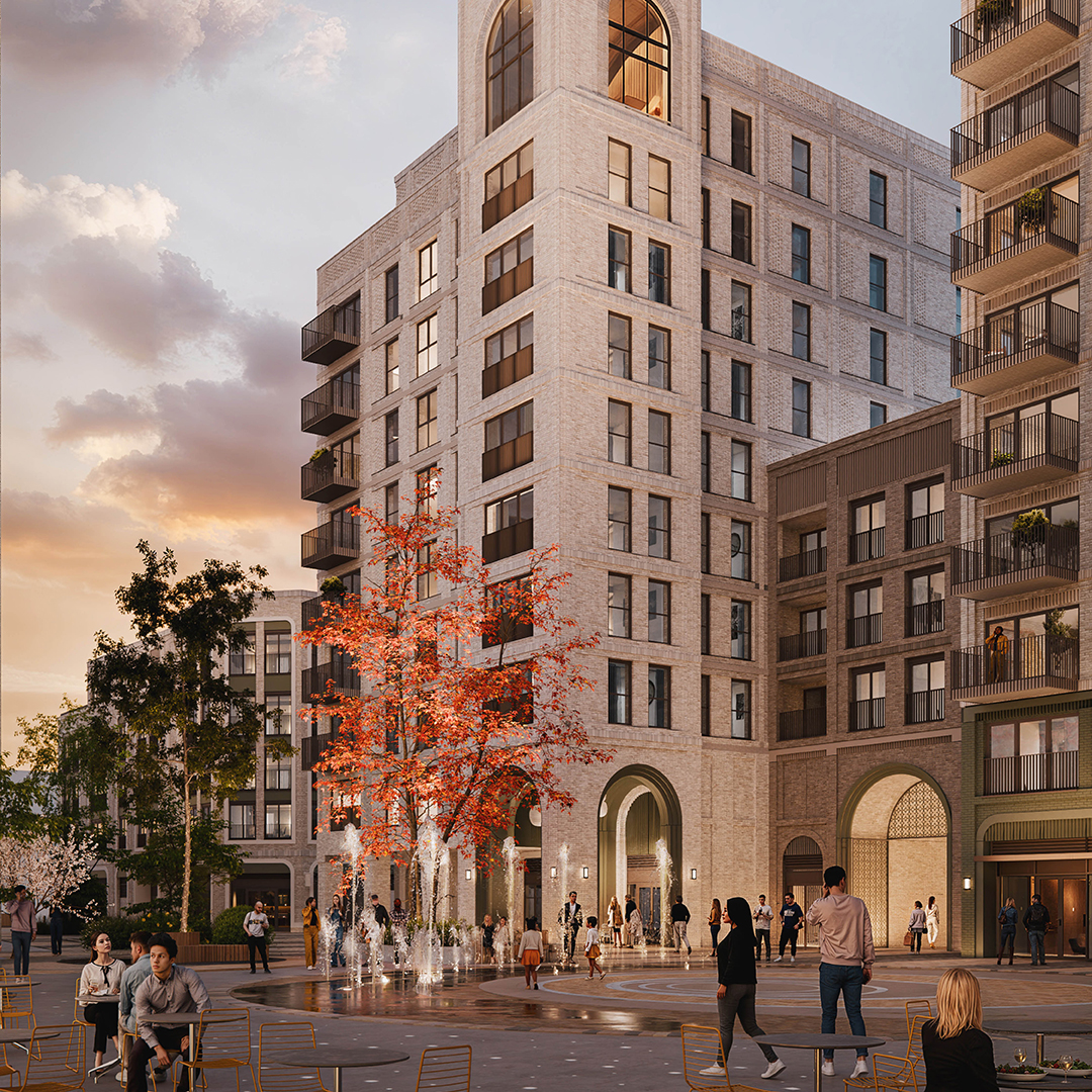 Computer-generated view of the proposed Herschel Square public space at Queensmere