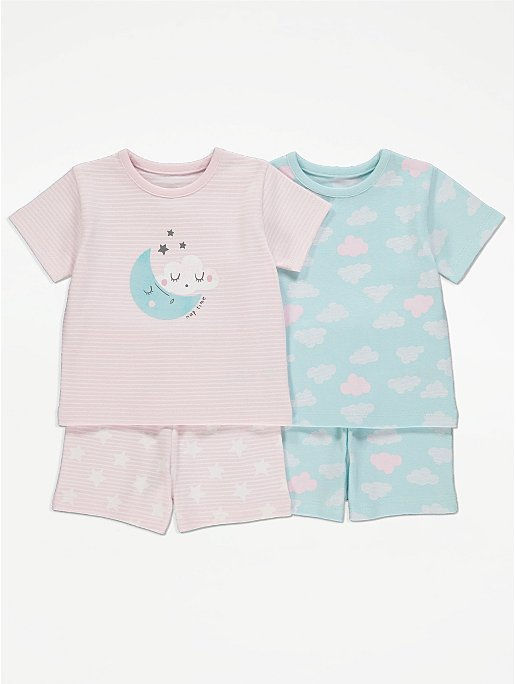 2 Pack Shortie Pyjamas