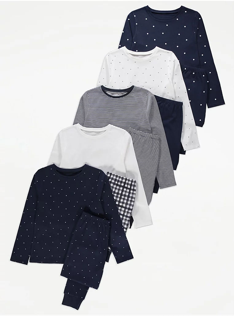5 Pack Spot Long Sleeve Pyjamas