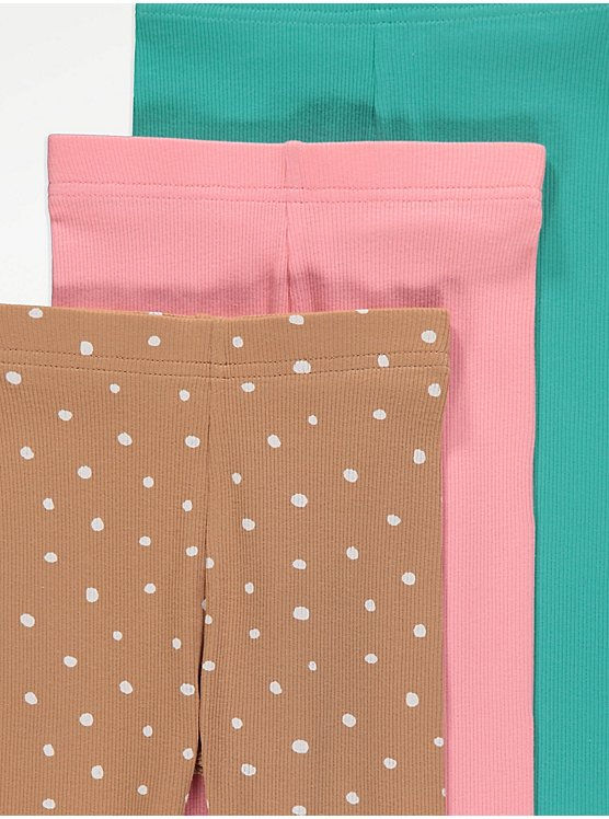Thumbnail: 3 Pack Ribbed Leggings