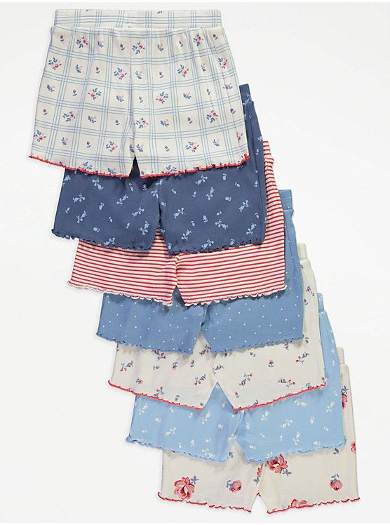Thumbnail: 7 Pack Ribbed Girls Shorts