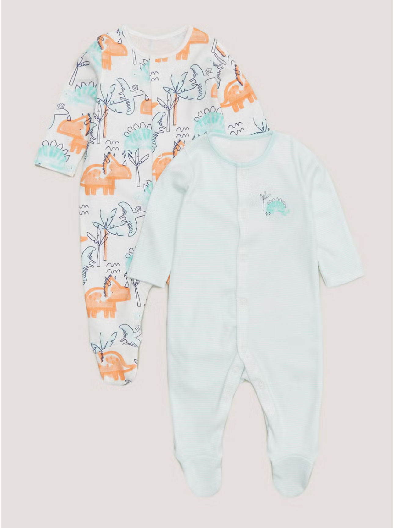 2 Pack Dinosaur Sleepsuits