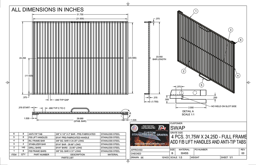 Thumbnail: SWAP- 4PCS - 31.75W X 24.25D - FF - F-B HANDLES - NO TIP TAB