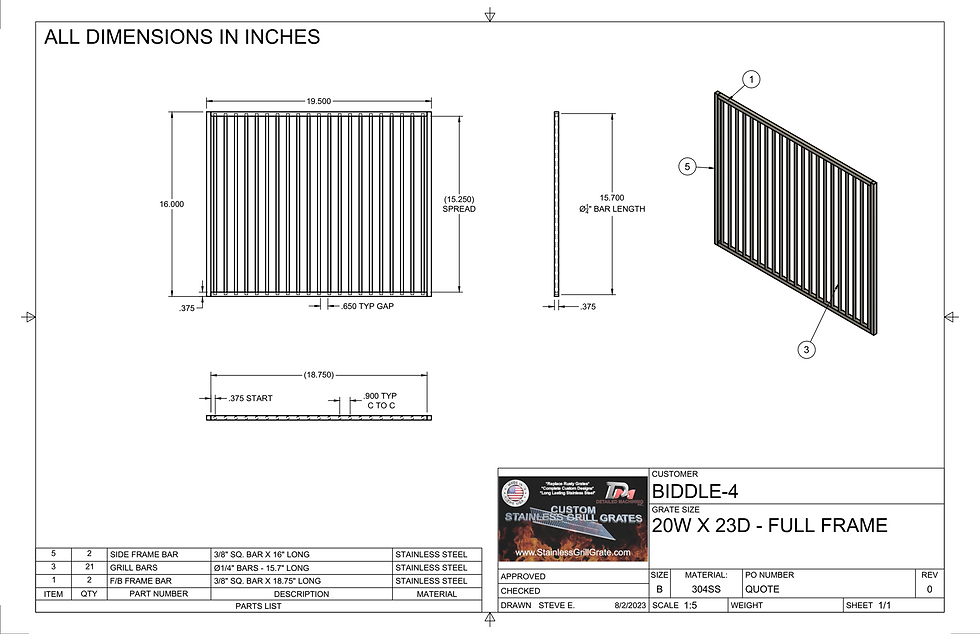 Thumbnail: BIDDLE - 4 CUSTOM GRATES