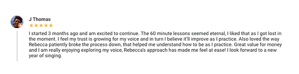 Reviews - Rebecca Reid Vocal Studio