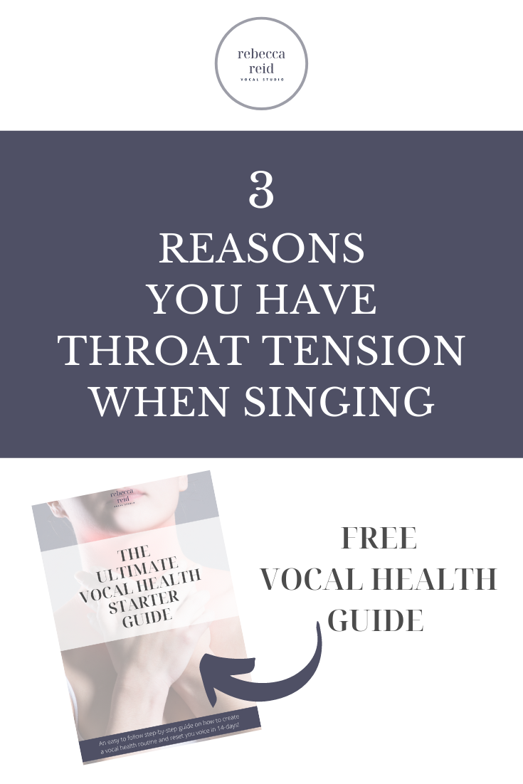 Singing with muscle tension is not great for vocal efficiency or vocal health. So, if you’re asking yourself “why does my throat get tight when I sing” then let’s talk about the potential reasons you have throat tension when singing. In this blog post, I'll walk you through the 3 technical issues behind your throat tension and exactly how to relieve tension when singing. #rebeccareidvocalstudio #throattensionrelief #vocalhealth #singers