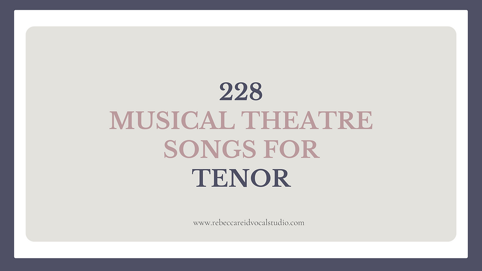 228 Musical Theatre Songs for Tenor - Rebecca Reid Vocal Studio