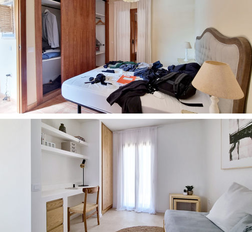 Before and After of a bedroom of a Villa in Corralejo, Fuerteventura.