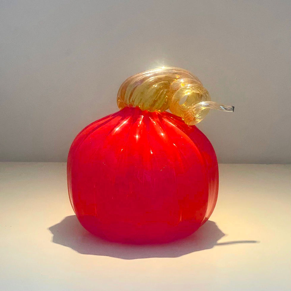 Thumbnail: Leia Guo Blown Glass Red + Gold Pumpkin