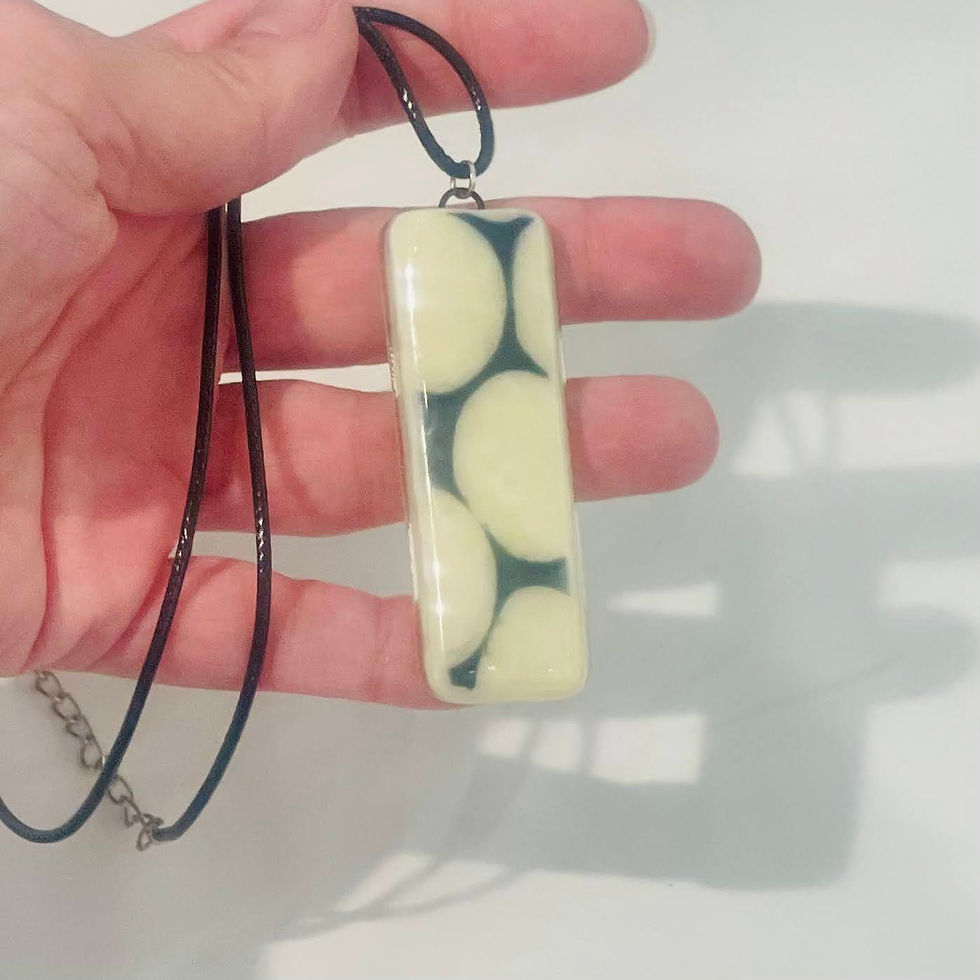 Thumbnail: Katherine Russell Long Vanilla Dot Fused Glass Pendants