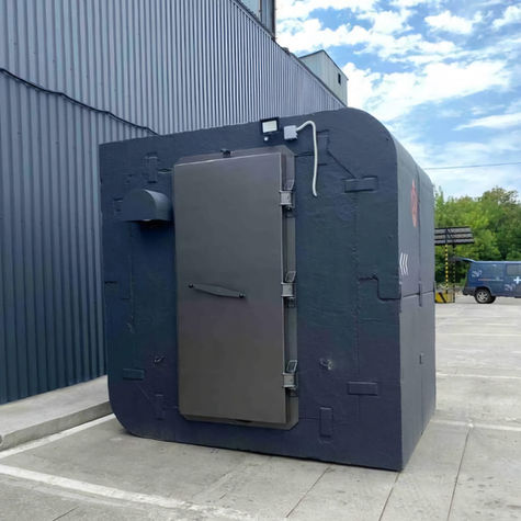 blast door installed in prefabricated shelter