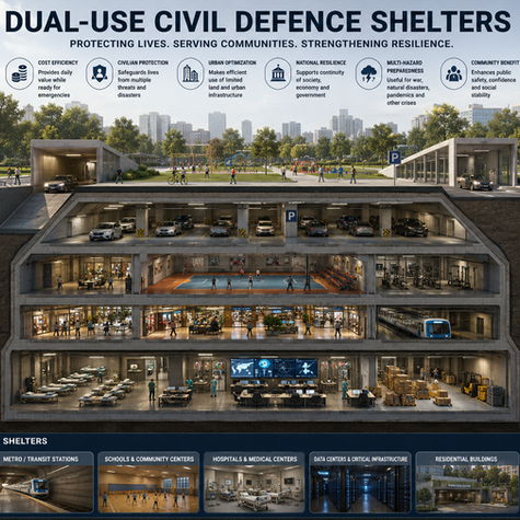 Dual use civil defence shelter illustration  
