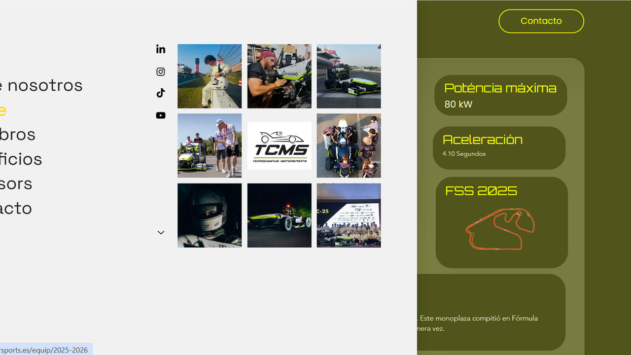 Diseño del menú de navegación principal del proyecto web TecnoCampus MotorSport