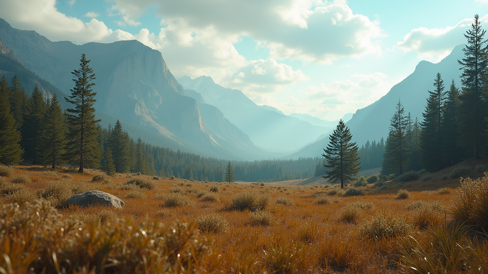 Wide angle view of a scenic national park landscape