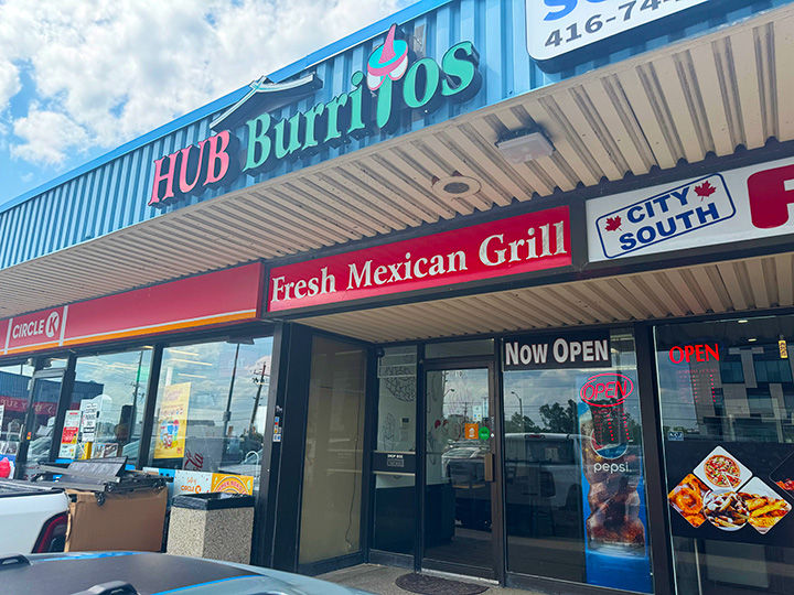 Hub Burritos near Humber College offers various Mexican fast foods and even veggie flavour