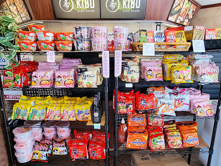 KIBO Sushi House sells various Japanese and Korean snacks such as Pocky
