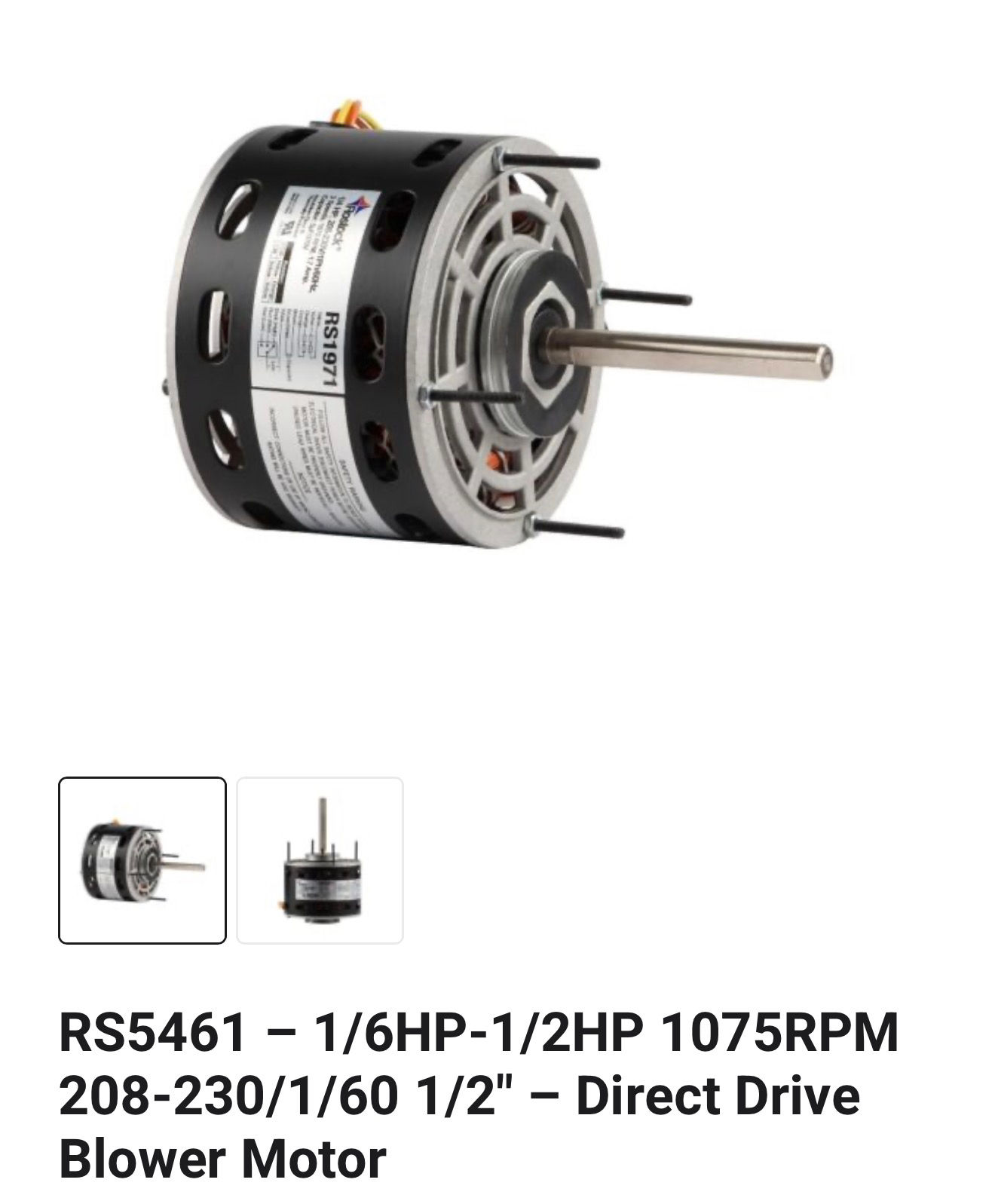 ROSTOCK - SINGLE SHAFT DIRECT DRIVE BLOWER MOTOR (1) 1/6&1/2 HP 208-230V 60HZ 10
