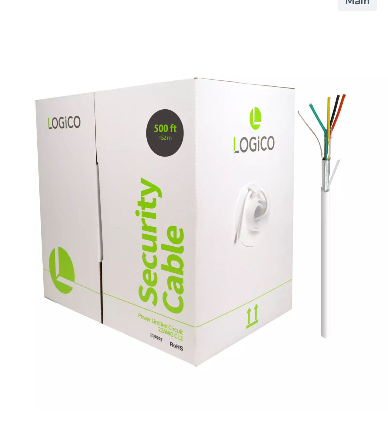 SECURITY CABLE 18/4 SHIELDED CCA STRANDED 500FT WHITE 