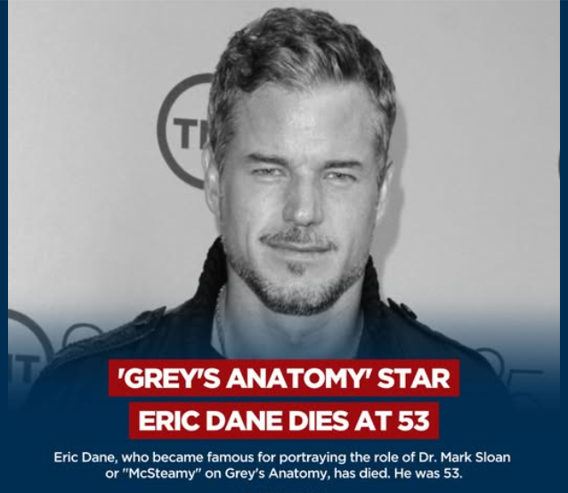 Eric Dane, Dr. Mark Sloan or "McSteamy" on Grey's Anatomy, has died.