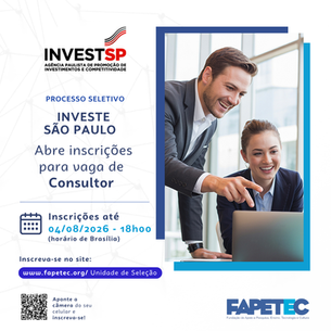 INVESTSP abre processo seletivo para Consultor Júnior