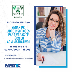 SENAR/PR abre inscrições para vaga de Técnico Administrativo I